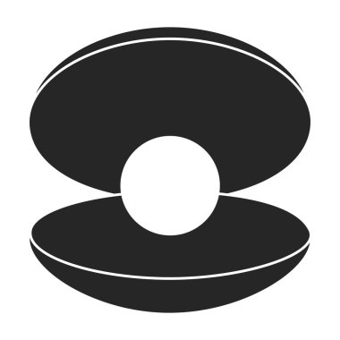 İnci kabuk vektör simgesi. Siyah vektör simgesi beyaz arkaplan kabuğunda izole edildi.