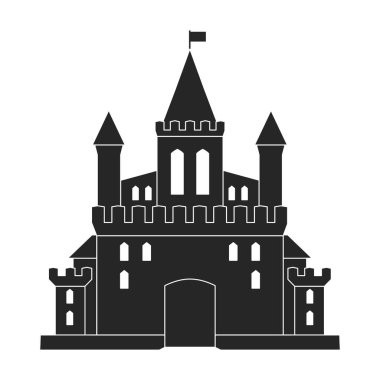 Castle vektör simgesi. Beyaz arka plan kalesinde siyah vektör simgesi izole edildi.