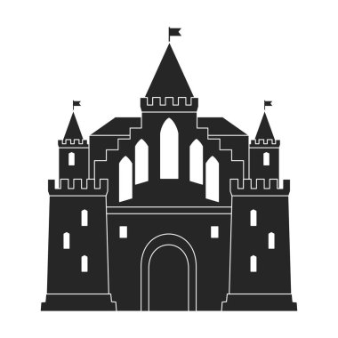 Castle vektör simgesi. Beyaz arka plan kalesinde siyah vektör simgesi izole edildi.