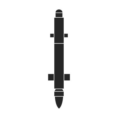 Balistik füze ikonu. Siyah vektör ikonu beyaz arka plan balistik füze üzerinde izole edildi.