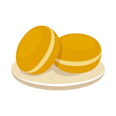 Çörek ve bulaşık amblemi izole edilmiş. Donut ve donut stok vektör çizelgesi.