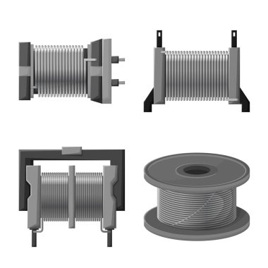 Spiral ve basınç ikonunun vektör çizimi. Spiral ve sıkıştırılmış hisse senedi temsili kümesi.