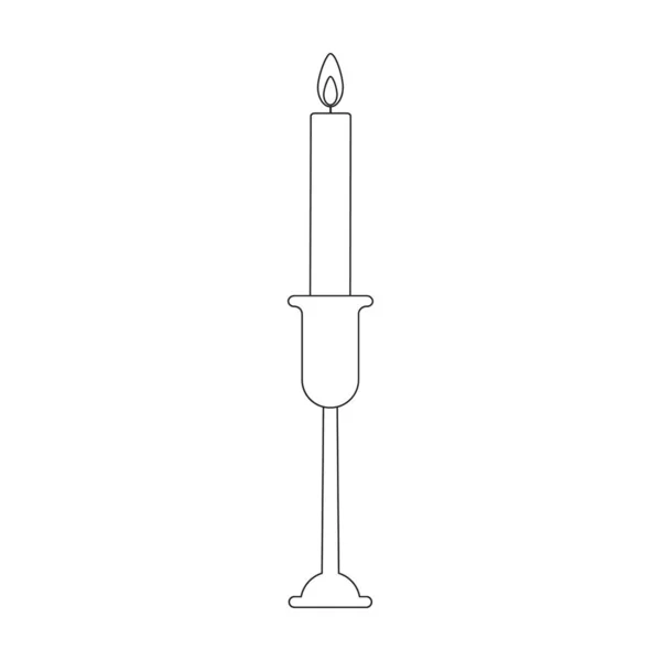 Icono de vector de vela. Icono de vector de contorno aislado en el candelero de fondo blanco. — Vector de stock