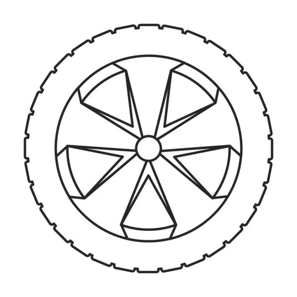 Icône vectorielle de voiture à roues. Icône vectorielle contour isolé sur fond blanc roue de voiture. — Image vectorielle