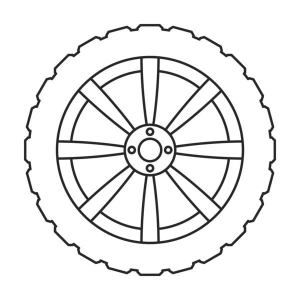 Значок вектора колеса автомобиля. Иконка вектора контура, изолированная на белом заднем колесе автомобиля. — стоковый вектор