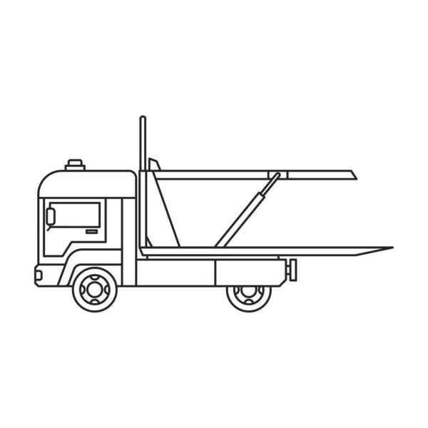 LKW-Abschlepp-Vektorsymbol. Umrissvektorsymbol isoliert auf weißem Hintergrund LKW-Abschlepp. — Stockvektor