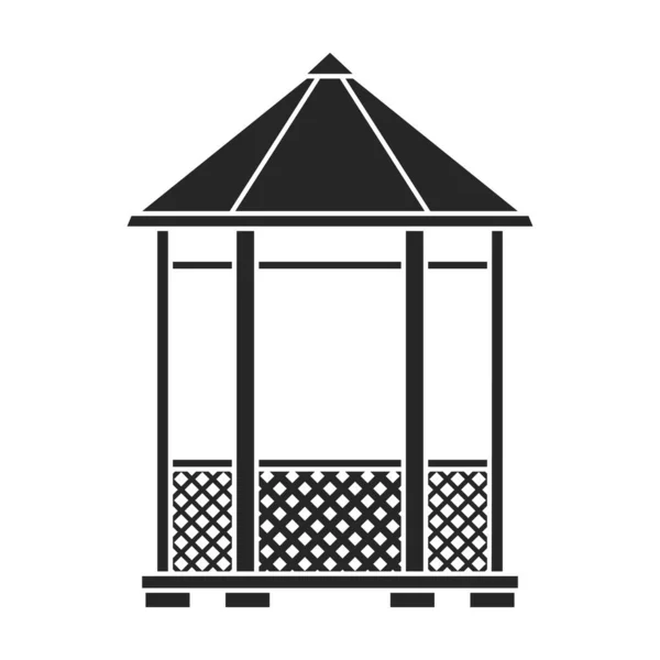 Wooden gazebo of pergola vector icon.Black vector icon isolated on white background wood gazebo of pergola . — 스톡 벡터