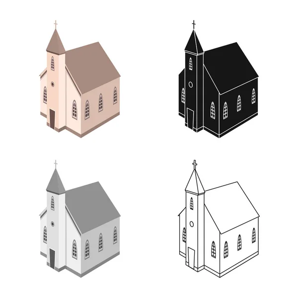 Objeto aislado de iglesia y logo católico. Colección de iglesia y campanario símbolo de la web. — Vector de stock