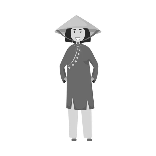 Diseño vectorial de signo vietnamita y mujer. Colección de vietnamitas y niña símbolo de stock para la web. — Archivo Imágenes Vectoriales