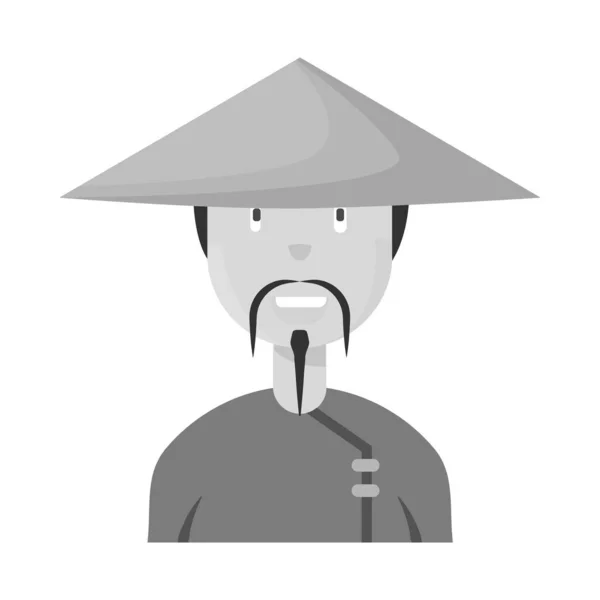 Векторная иллюстрация вьетнамской и портретной иконы. Коллекция вьетнамских и костюмерных символов для веб-сайтов. — стоковый вектор