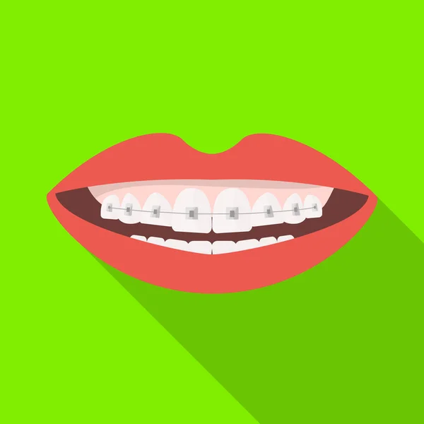 Ilustración vectorial del icono de boca y dientes. Gráfico de boca y frenos símbolo de stock para web. — Vector de stock