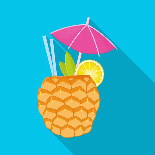 Objet isolé de cocktail et logo parapluie. Élément Web de cocktail et ananas stock symbole pour la toile. — Image vectorielle