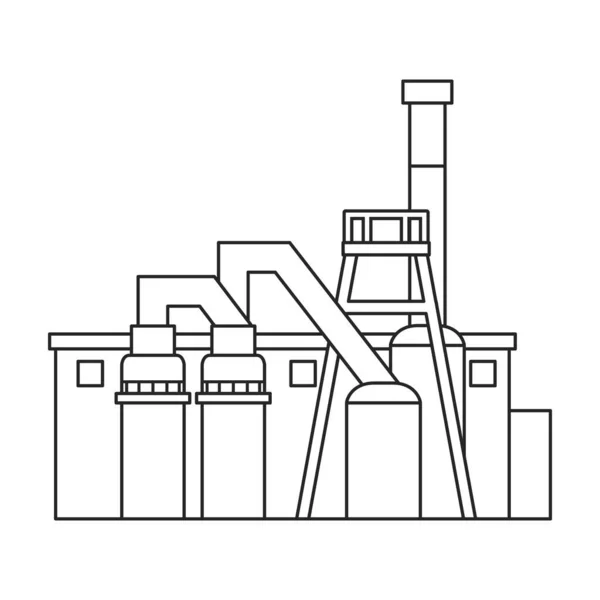 Icône vectorielle de bâtiment d'usine. Icône vectorielle de contour isolée sur le bâtiment d'usine de fond blanc. — Image vectorielle