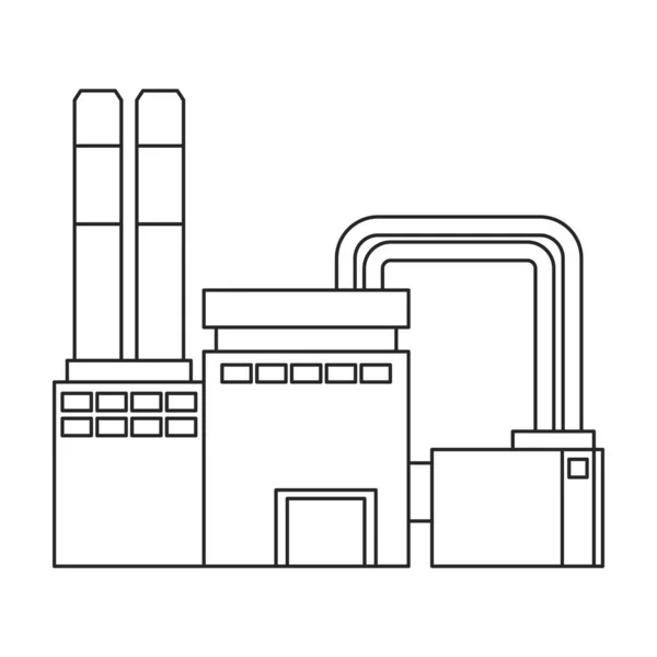 Icône vectorielle de bâtiment d'usine. Icône vectorielle de contour isolée sur le bâtiment d'usine de fond blanc. — Image vectorielle