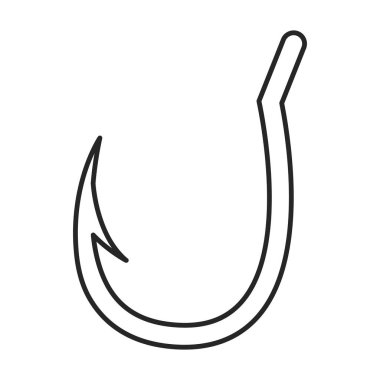 Balık kancası vektör simgesi. Taslak vektör simgesi beyaz arkaplan balık kancasına izole edildi.