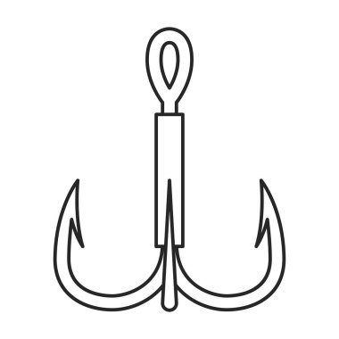 Balık kancası vektör simgesi. Taslak vektör simgesi beyaz arkaplan balık kancasına izole edildi.