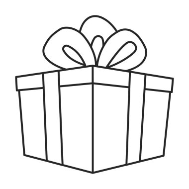 Hediye kutusu vektör simgesi. Taslak vektör simgesi beyaz arkaplan hediye kutusunda izole edildi .