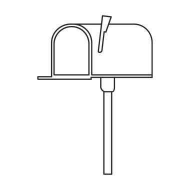 Posta kutusu vektör simgesi. Taslak vektör simgesi beyaz arkaplan posta kutusunda izole edildi.