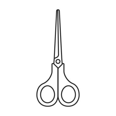 Makas vektör simgesi. Beyaz arkaplan makasında izole edilmiş taslak vektör simgesi.