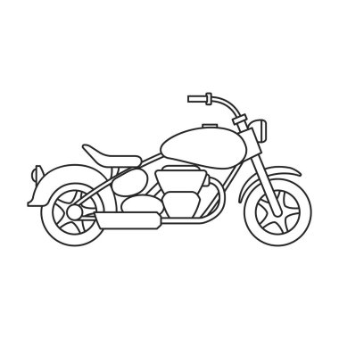 Motosiklet vektör simgesi. Beyaz arka plan motosiklet üzerinde izole edilmiş dış hat vektör simgesi.