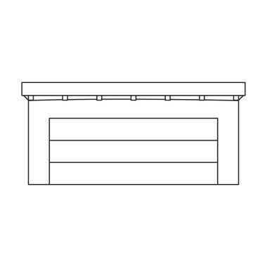 Yapı vektör simgesinin garajı. Ana vektör simgesi binanın beyaz arka plan garajında izole edildi.