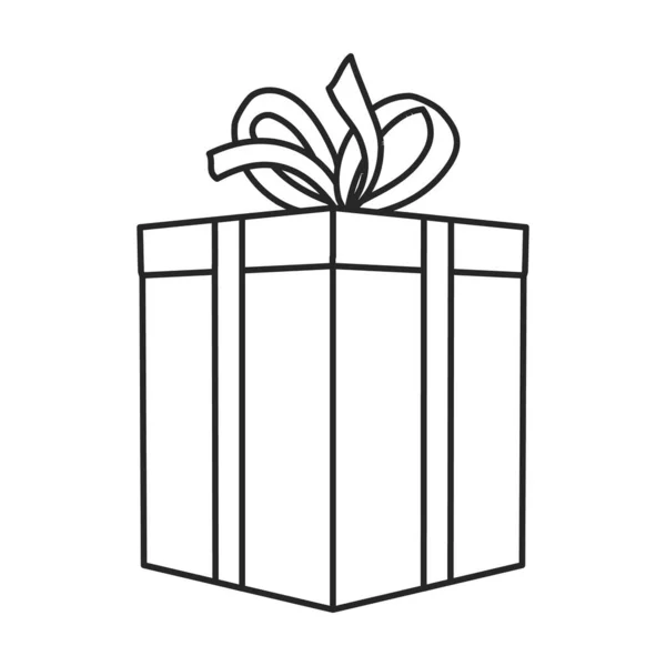 Icono de vector de caja de regalo. Icono de vector de contorno aislado en caja de regalo de fondo blanco . — Vector de stock