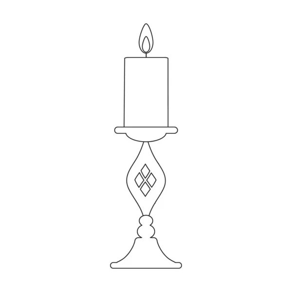 Icono de vector de vela. Icono de vector de contorno aislado en el candelero de fondo blanco. — Archivo Imágenes Vectoriales