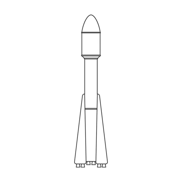 Icona vettoriale contorno isolato su razzo spaziale sfondo bianco. — Vettoriale Stock