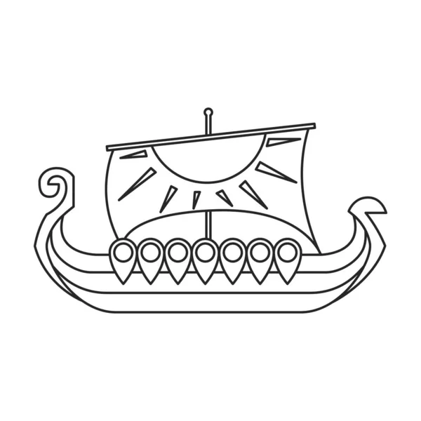 Schiff Wikinger Vektor icon.Outline Vektor Symbol isoliert auf weißem Hintergrund Schiff Wikinger. — Stockvektor