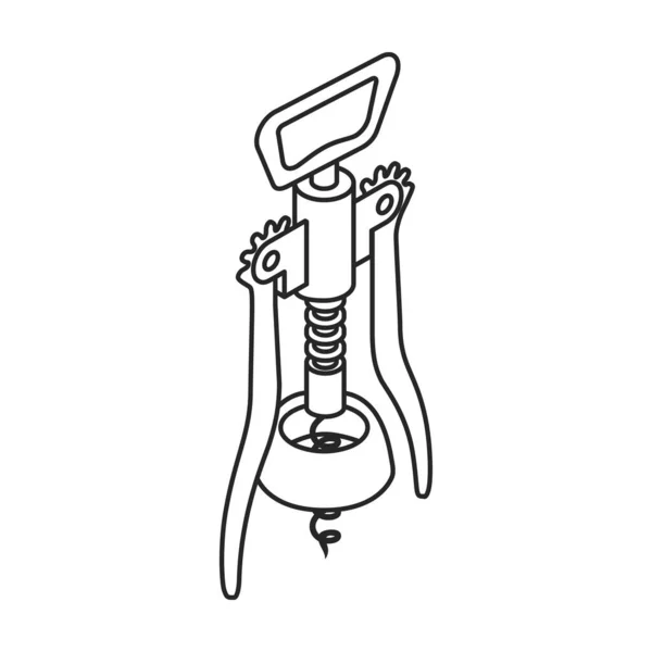 Ícone do vetor isométrico do saca-rolhas. Ícone do vetor esboço isolado no saca-rolhas de fundo branco. — Vetor de Stock