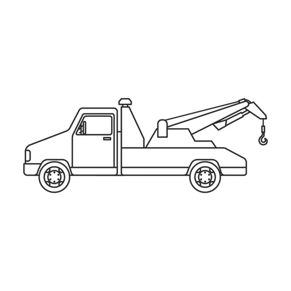 Truck tow vector icon.Outline vector icon, 흰색 배경 트럭 tow 에 분리. — 스톡 벡터