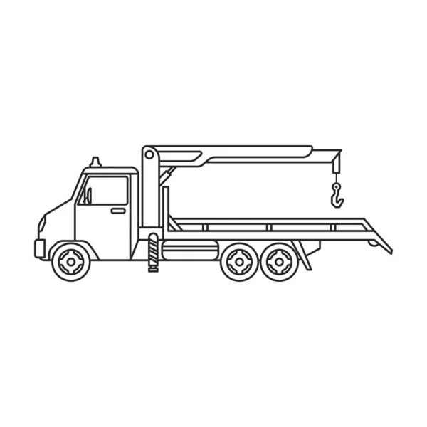 Truck tow vector icon.Outline vector icon, 흰색 배경 트럭 tow 에 분리. — 스톡 벡터