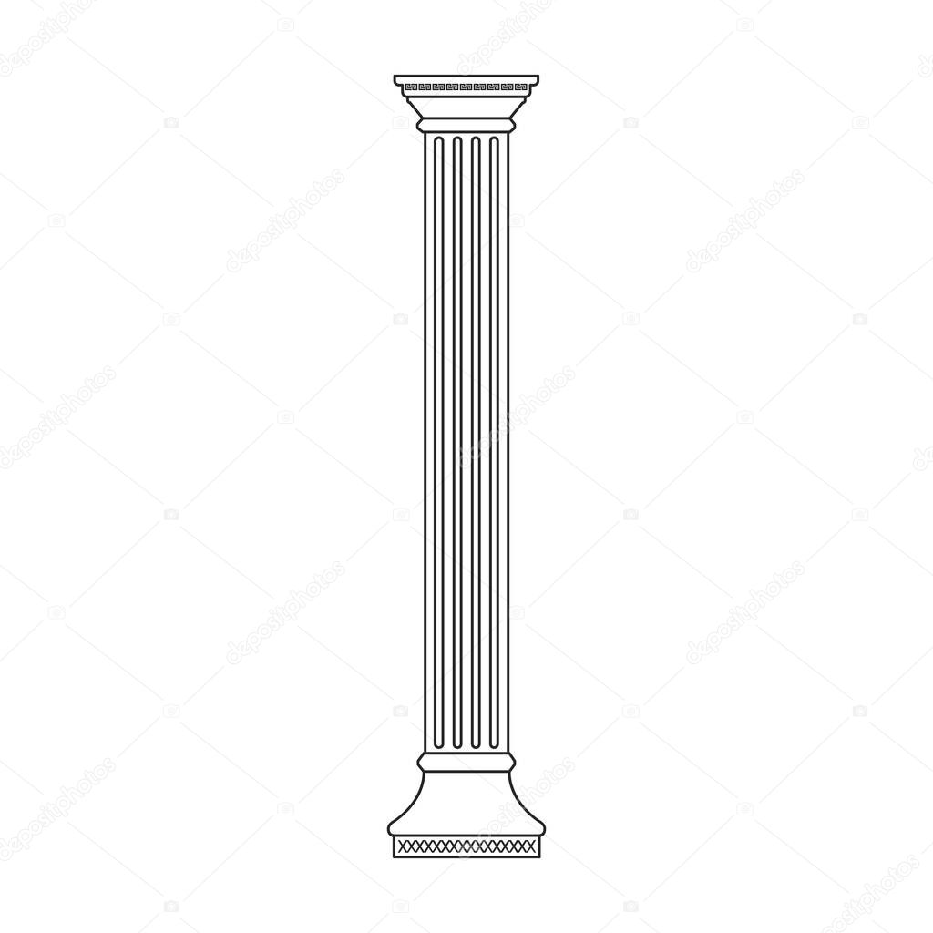 Column pillar vector icon. Outline vector icon isolated on white background column pillar.