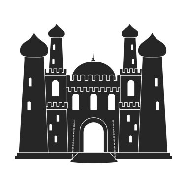 Castle vektör simgesi. Beyaz arka plan kalesinde siyah vektör simgesi izole edildi.