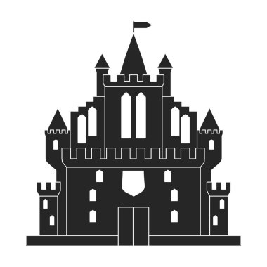 Castle vektör simgesi. Beyaz arka plan kalesinde siyah vektör simgesi izole edildi.