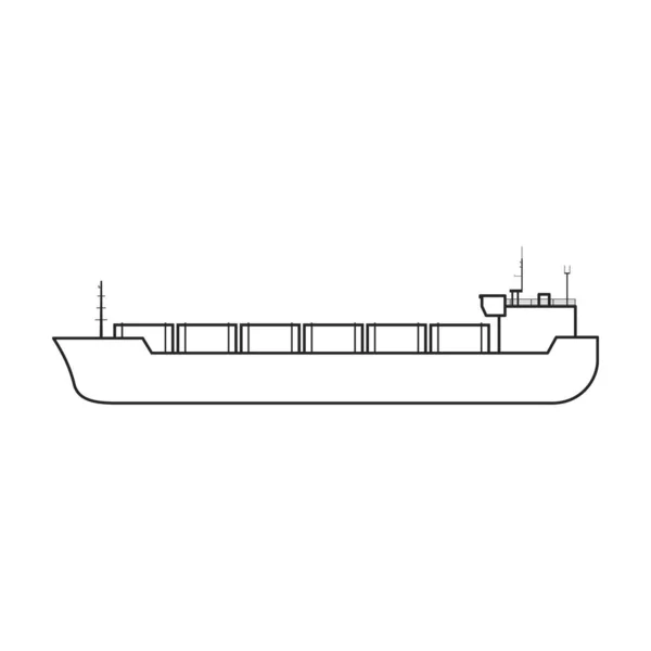驳船矢量图标.在白色背景驳船上隔离的轮廓矢量图标. — 图库矢量图片