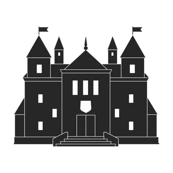 Castelo vetor icon.Black vetor ícone isolado no castelo de fundo branco. —  Vetores de Stock