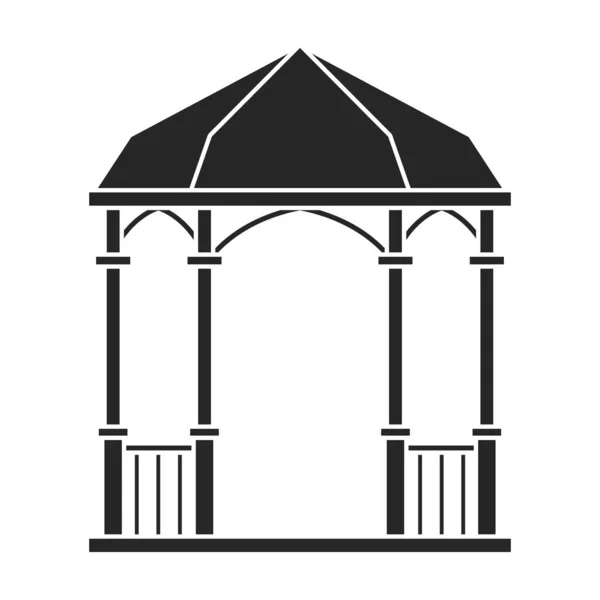 Fa pavilon a pergola vektor ikon.Fekete vektor ikon elszigetelt fehér háttér fa pavilon a pergola . — Stock Vector