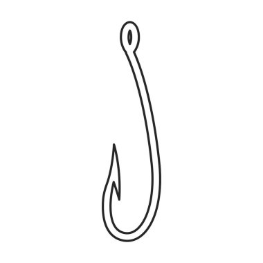 Balık kancası vektör simgesi. Taslak vektör simgesi beyaz arkaplan balık kancasına izole edildi.