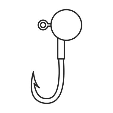 Balık kancası vektör simgesi. Taslak vektör simgesi beyaz arkaplan balık kancasına izole edildi.