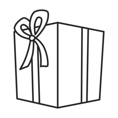 Hediye kutusu vektör simgesi. Taslak vektör simgesi beyaz arkaplan hediye kutusunda izole edildi .