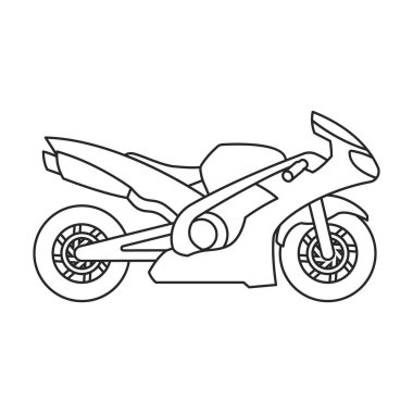 Motosiklet vektör simgesi. Beyaz arka plan motosiklet üzerinde izole edilmiş dış hat vektör simgesi.