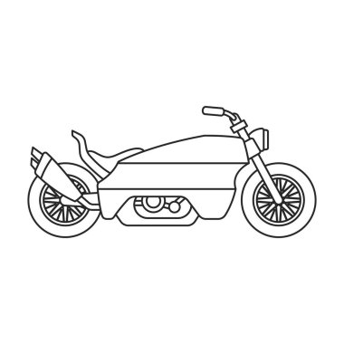 Motosiklet vektör simgesi. Beyaz arka plan motosiklet üzerinde izole edilmiş dış hat vektör simgesi.