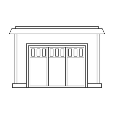 Yapı vektör simgesinin garajı. Ana vektör simgesi binanın beyaz arka plan garajında izole edildi.