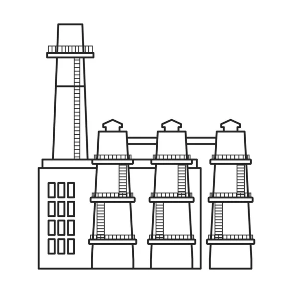 Tovární budova vektorové ikony.Obrys vektorové ikony izolované na bílém pozadí tovární budovy. — Stockový vektor