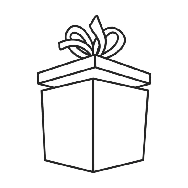 Icono de vector de caja de regalo. Icono de vector de contorno aislado en caja de regalo de fondo blanco . — Vector de stock