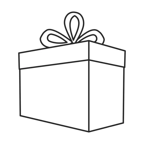 Icono de vector de caja de regalo. Icono de vector de contorno aislado en caja de regalo de fondo blanco . — Vector de stock