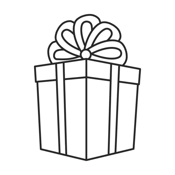 Icono de vector de caja de regalo. Icono de vector de contorno aislado en caja de regalo de fondo blanco . — Vector de stock