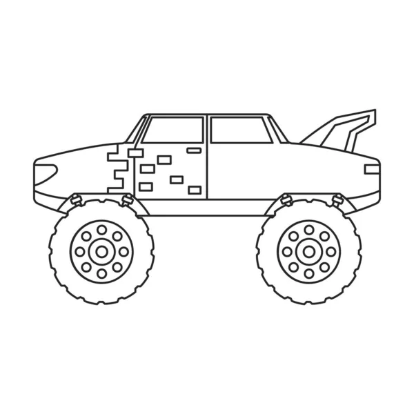 Mostro camion vettoriale icon.Outline icona vettoriale isolato su sfondo bianco monster truck. — Vettoriale Stock