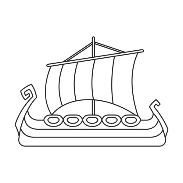 Navio viking vetor icon.Outline vetor ícone isolado no fundo branco navio viking. —  Vetores de Stock